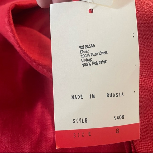 International Scene Red Linen Blazer Boxy Size 8 1980’s Made in Russia - Picture 11 of 12